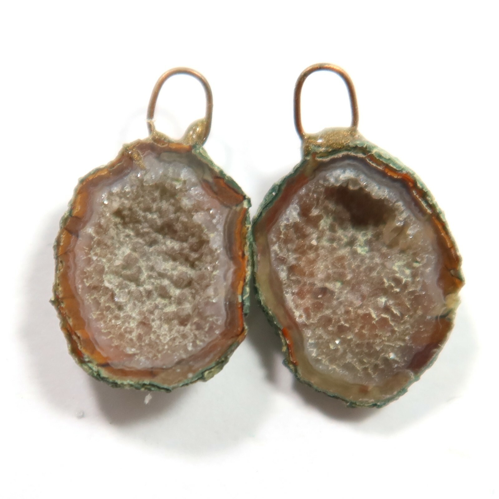 Distressed Tabasco – Tiny Mexican Geode Polished Halves with Ring TABD73