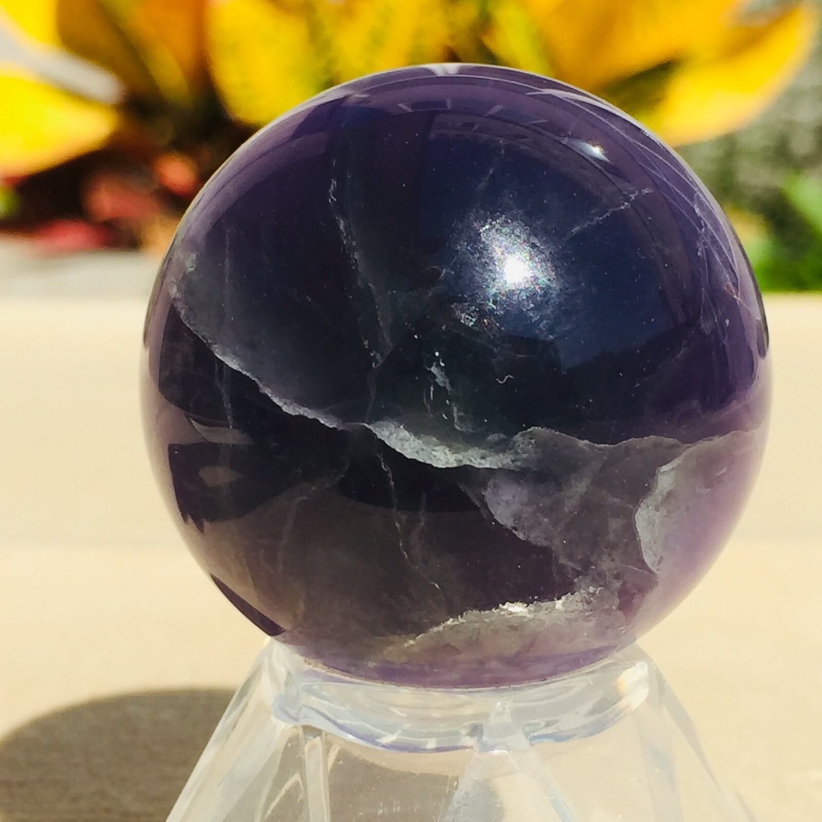 100g Fine Natural Dark Purple Fluorite Quartz Crystal Sphere Ball Healing