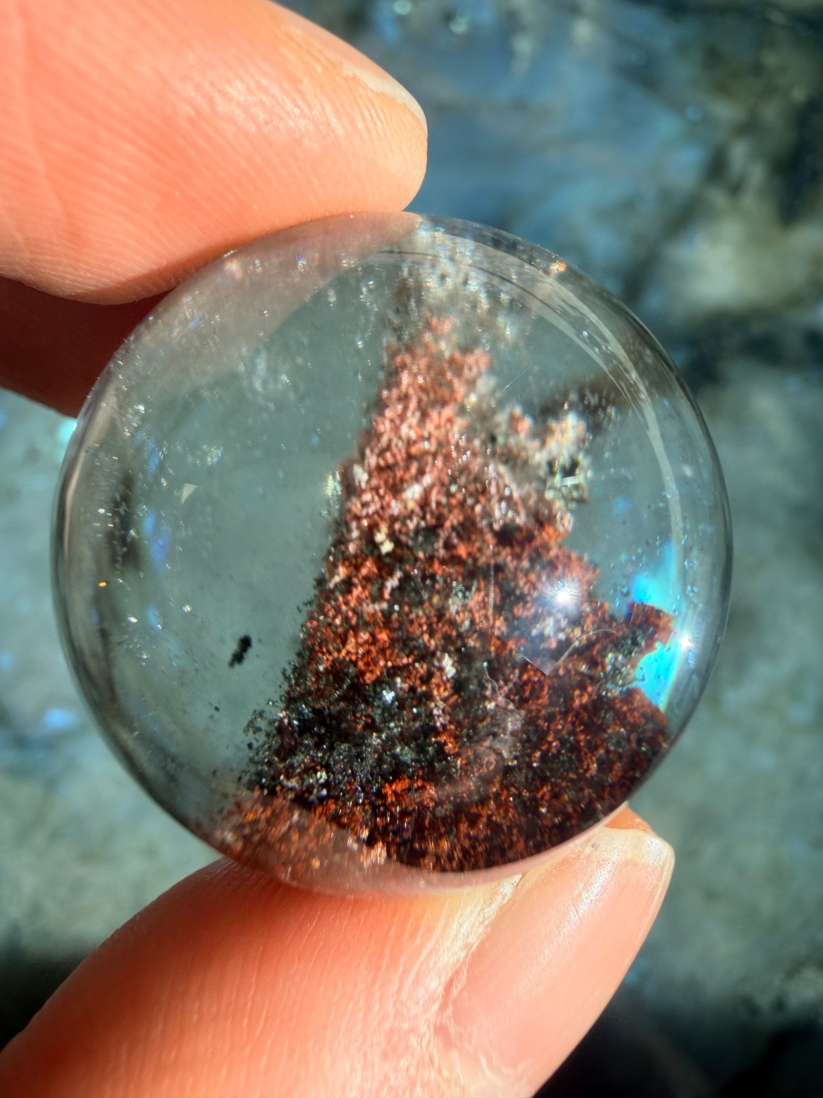 Garden Quartz Sphere From Brazil, 1.08″ | Scenic Lodolite Crystal Sphere