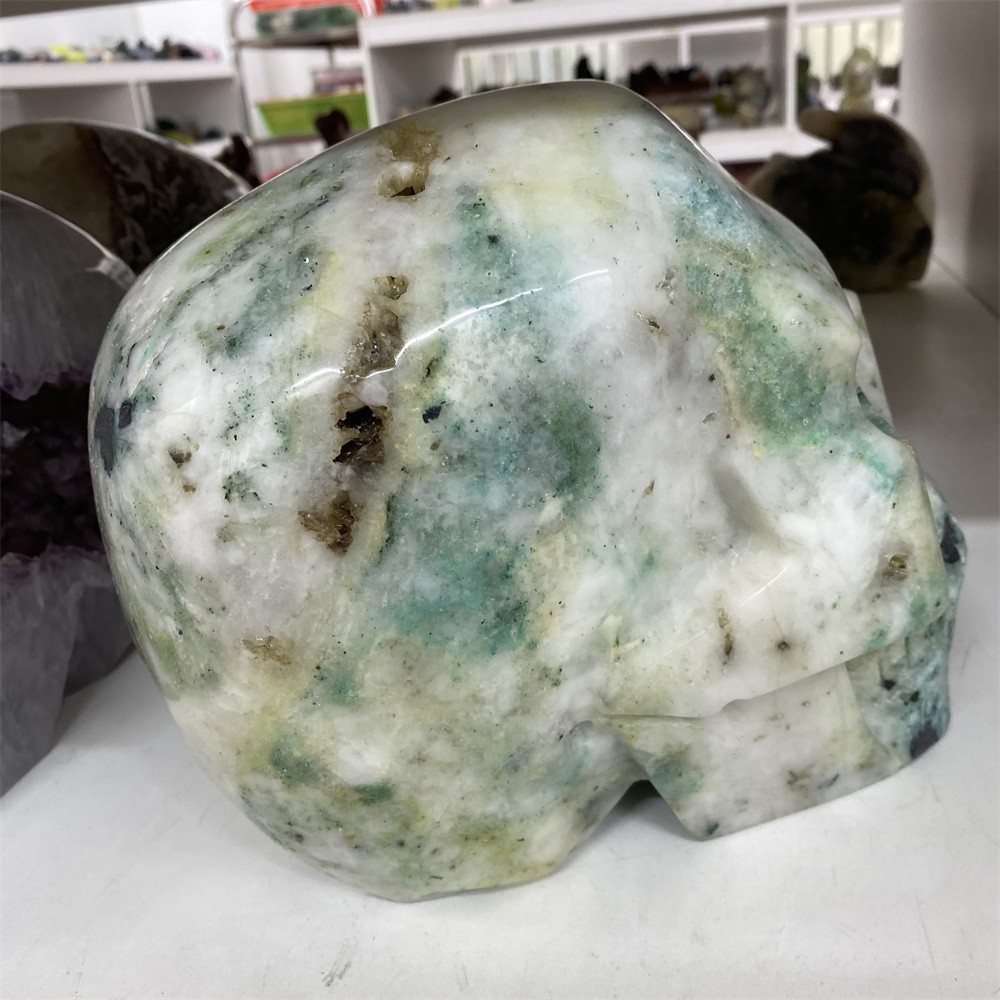 Customized Random1pc 24.9LB 8.4″ Large Phoenix Stobe/Chrysocolla Skull Crystal