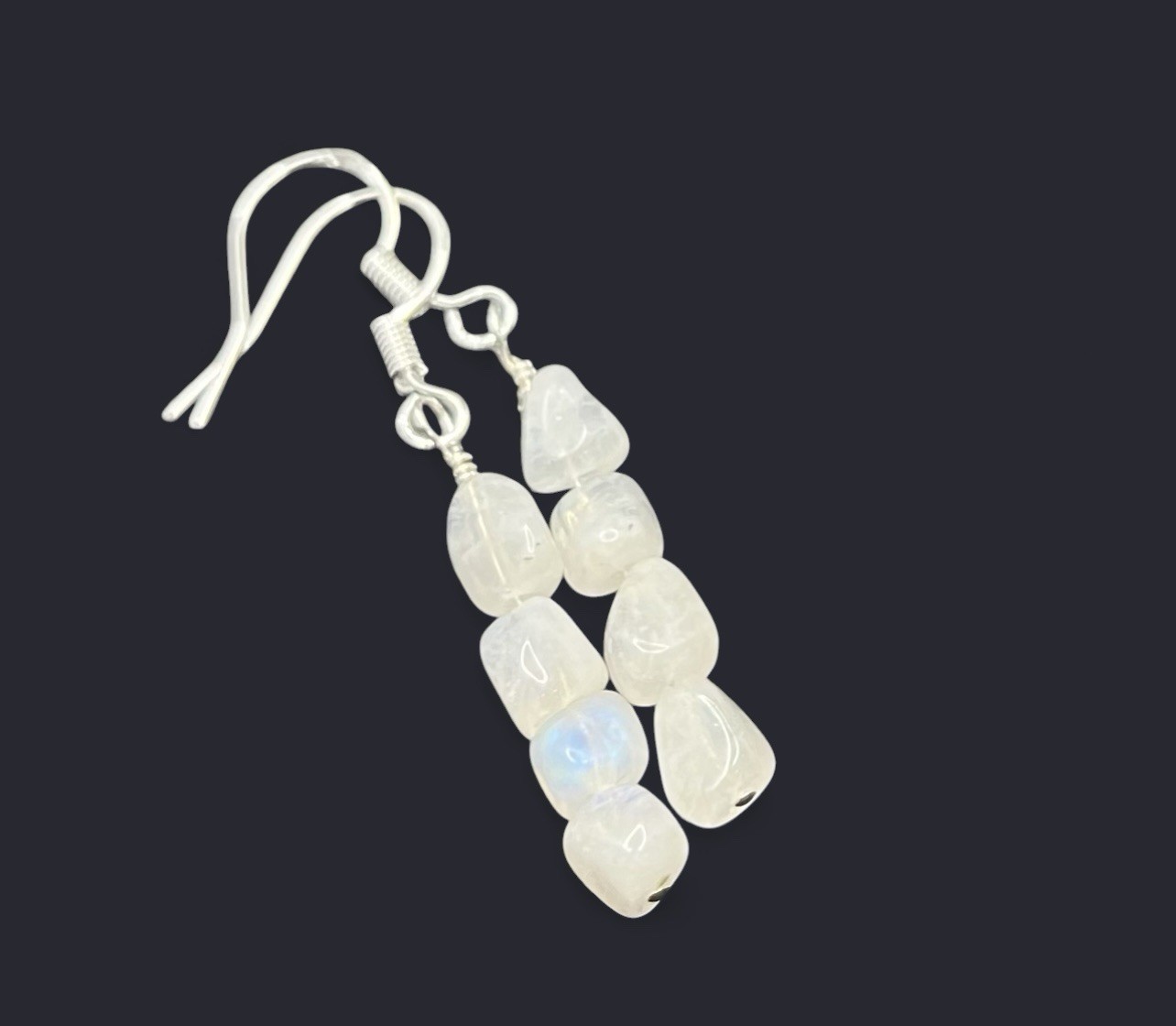 Blue Moonstone Genuine Stone .925 Sterling Silver Earrings