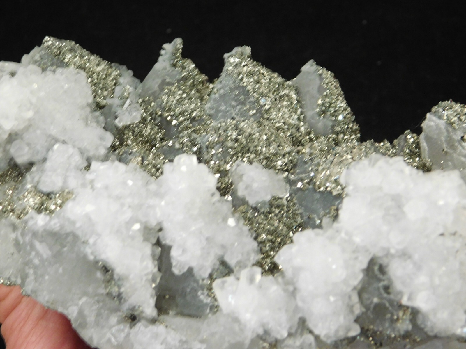 BIG! Pyrite Crystal Cluster on DOGTOOTH Calcite Crystals! From Mexico 1202gr