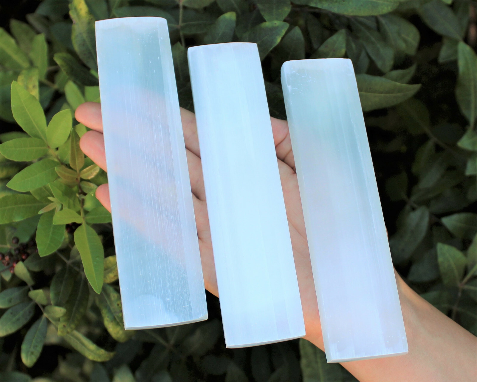 6″ Selenite Ruler, Polished Selenite Cleaning & Charging Station, Crystal Plate