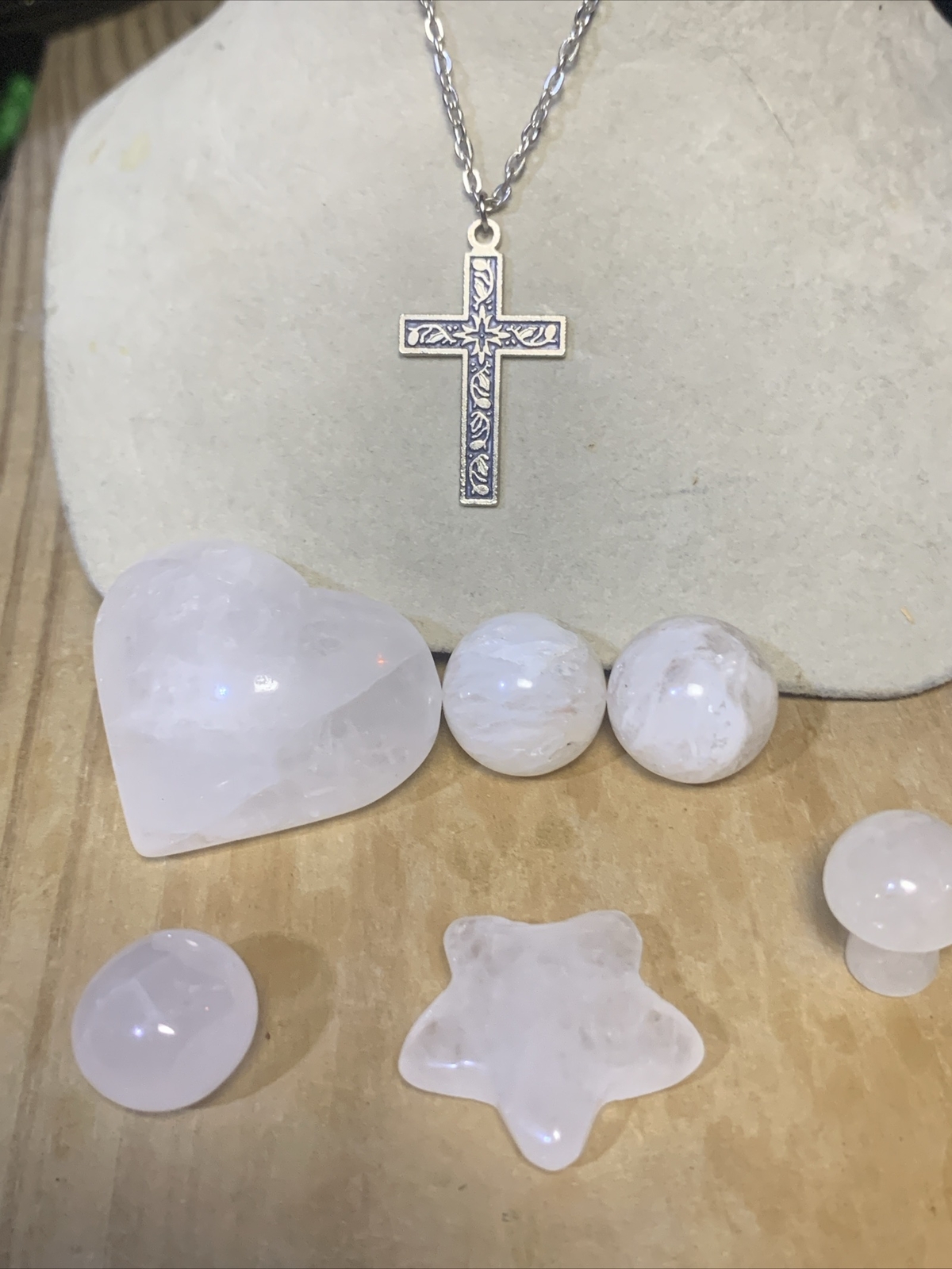 healing crystals set Jewelry Cross Necklace Clear Quartz Carvings,Agate B111