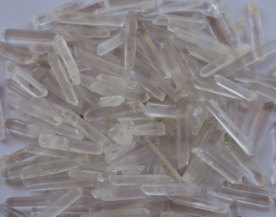 20 Grams Thin Matte Polished Clear Quartz Crystal Points & Pieces 3 – 8mm Width