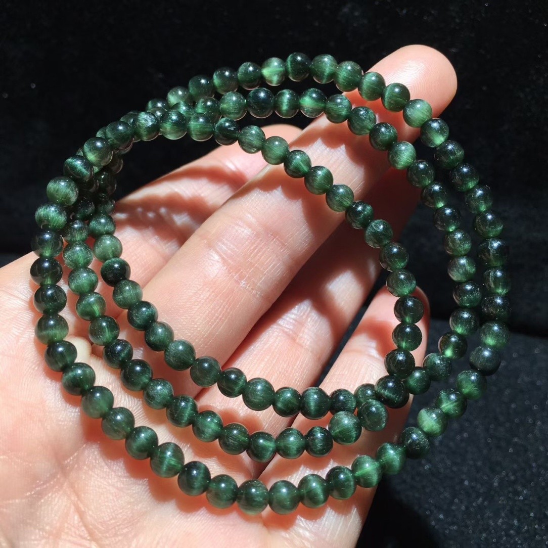 4.5mm Natural Green Hair Crystal Bracelet Quartz Bangles Reiki Healing Repair