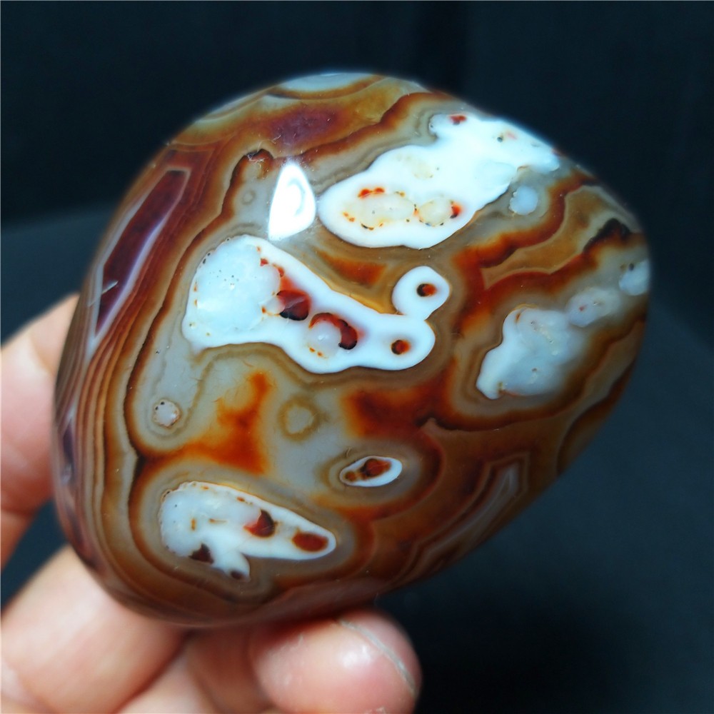 TOP 98.8G Natural Polished Silk Banded Lace Stone Madagascar 1244