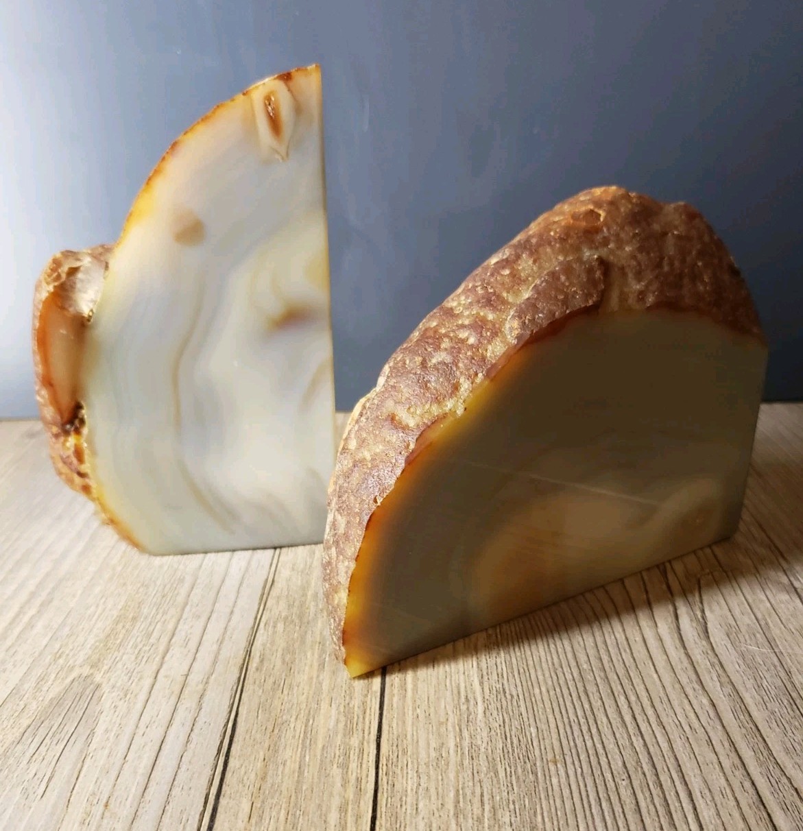 Set Of 3 Geode Rocks.Quartz Agate Quarter Piece Decor 5.5″ X 4″ And 5×3 ” 6×4″