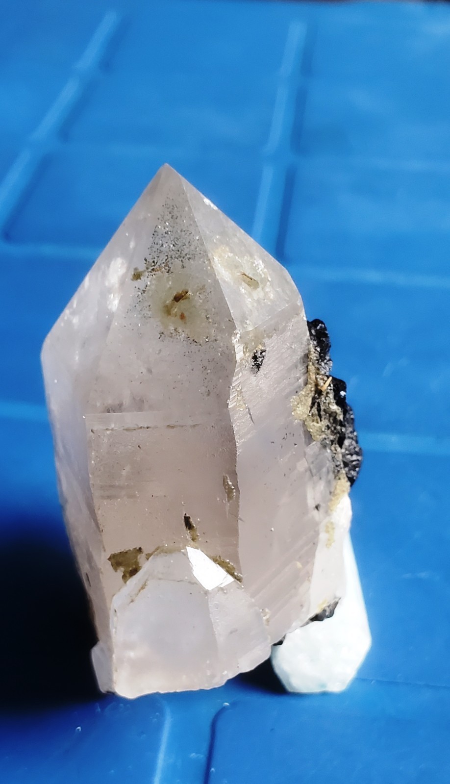 Unique Black Terminated diamond Shape Quartz Crystal with Tourmaline Specimen