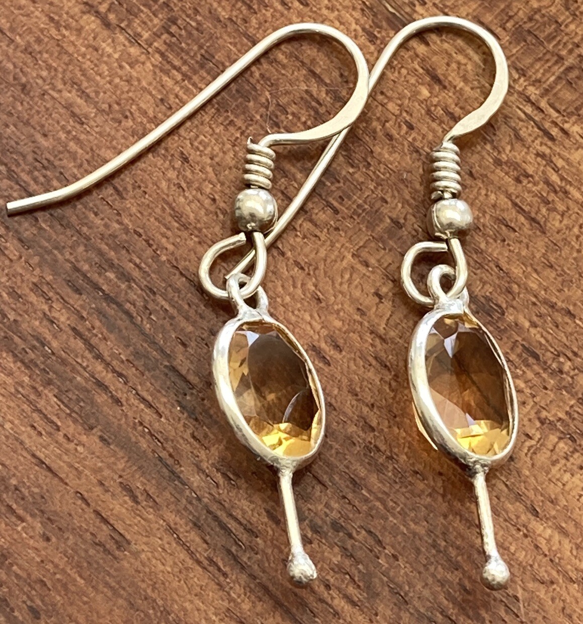 Sterling Silver Topaz Earrings -Artisan 1.8 Gr Bezel Golden Yellow 925 light
