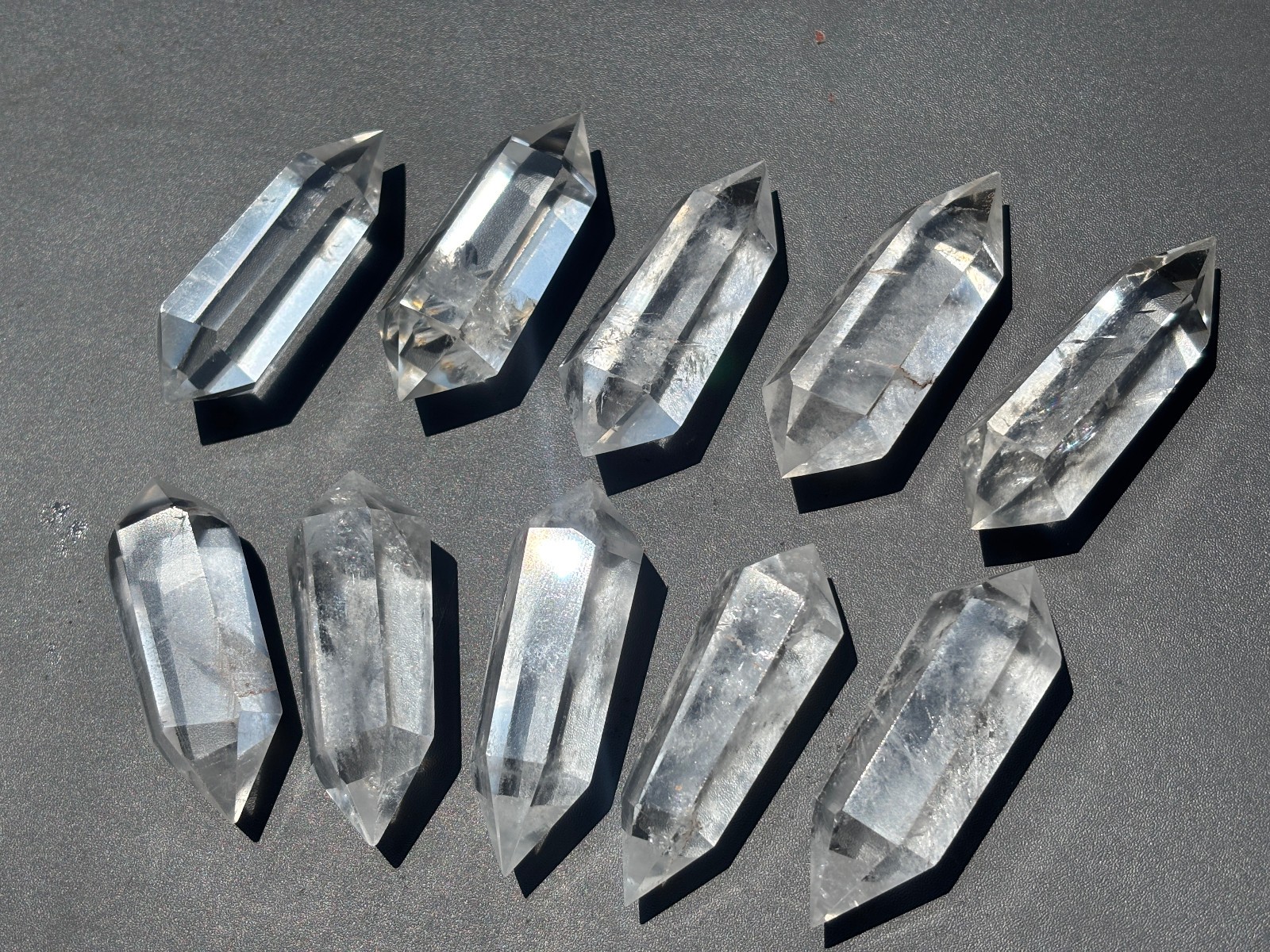 10pcs Bulk Clear Quartz Crystal Point Wand AAA+ Double Terminated Obelisk