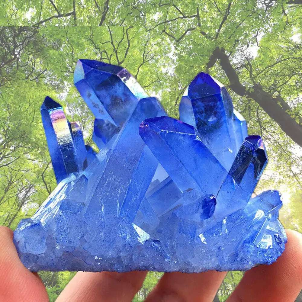 Raw Light Blue Phantom Amethyst Cluster Crystal Geode Specimens Ornament Decor