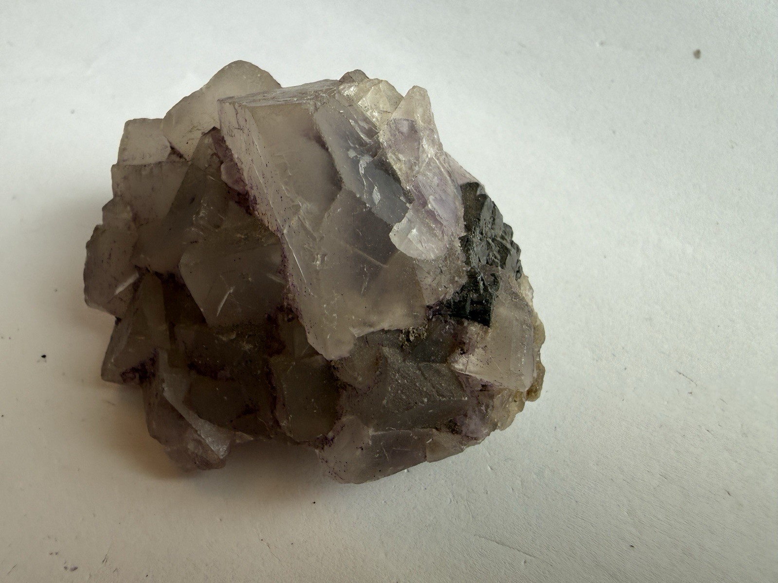 450g Transparent Light Purple Cubic Fluorite Crystal Cluster Mineral Specimen