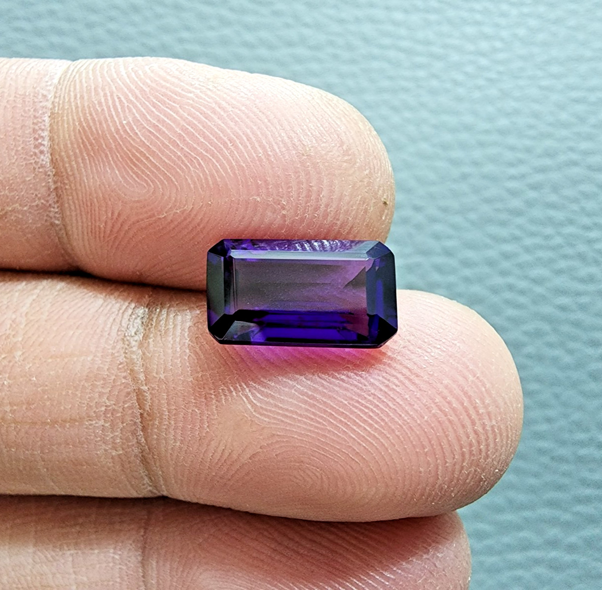 Glowing Purple Amethyst 3.80 Ct Emerald Cut Lab-Created Loose Gemstone Ring