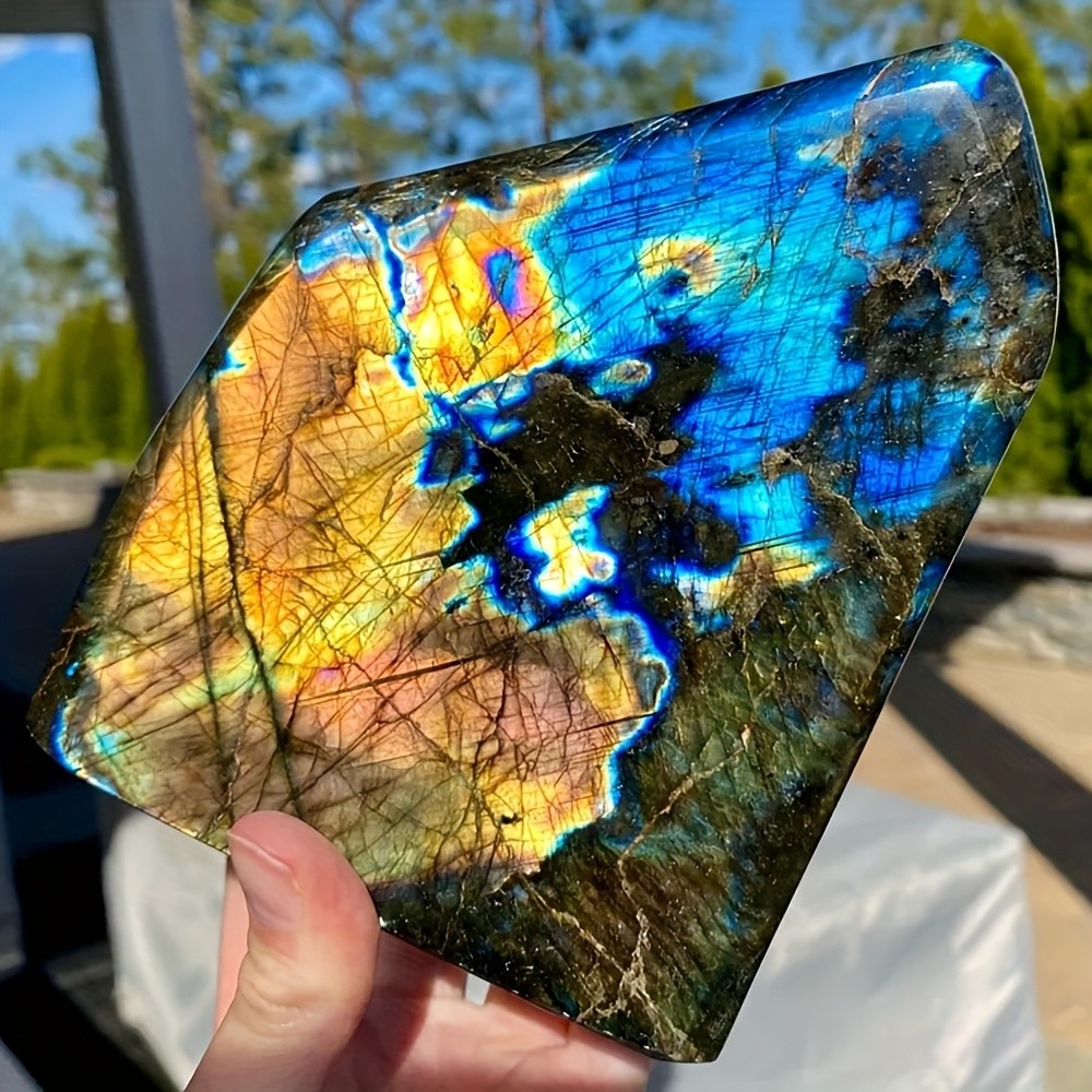 1.1-1.76LB Flash Labradorite Freeform Display Crystal Quartz Healing Decor Gift
