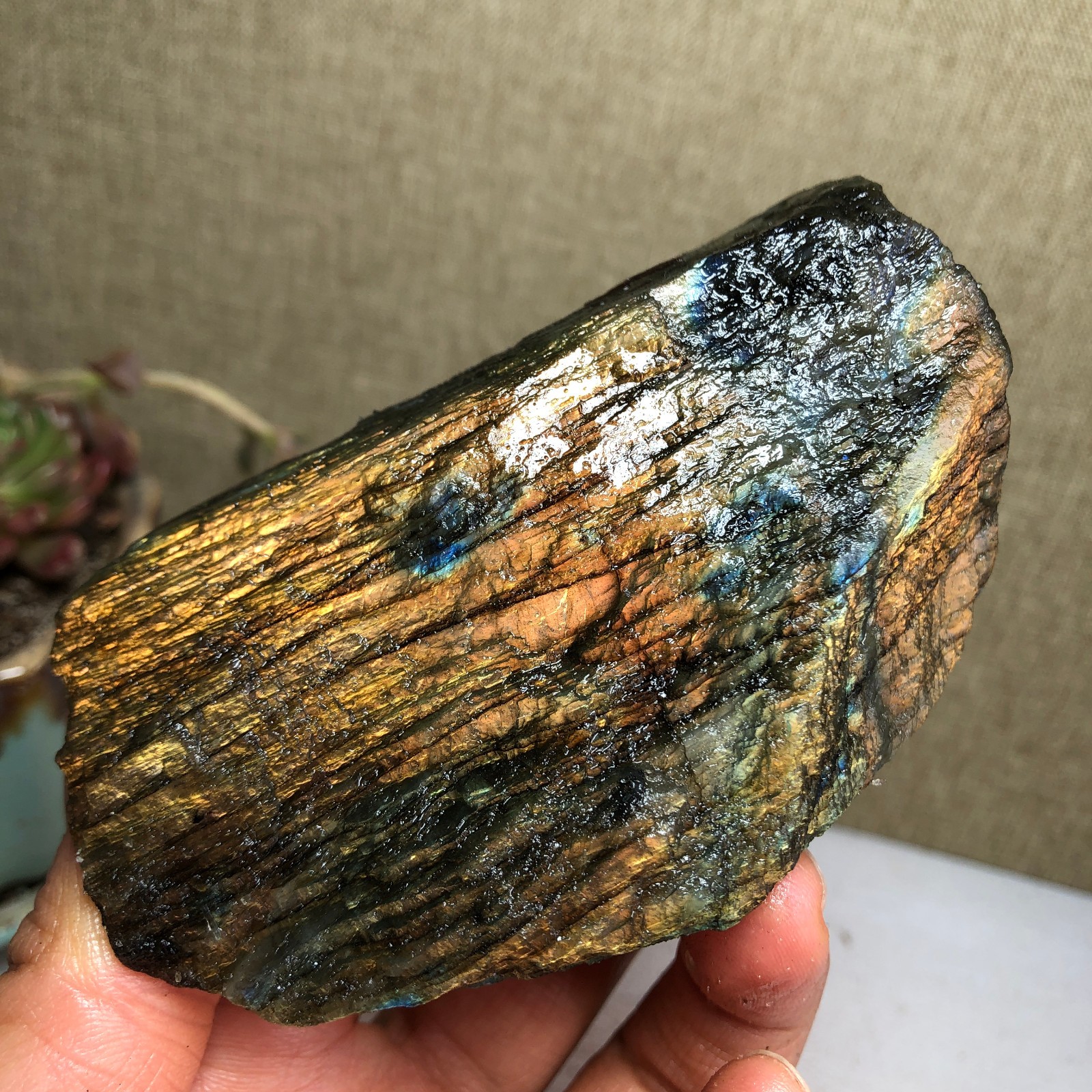 90mm Natural Labradorite Crystal gemstone rough original Specimen 213g A3440