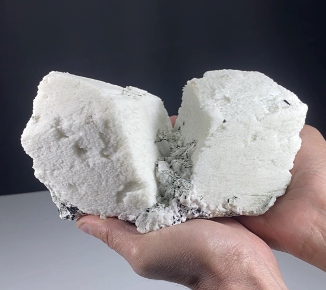 Connected Pair Of Feldspar Crystals with Schorl Tourmaline @ Pakistan-2250 grams