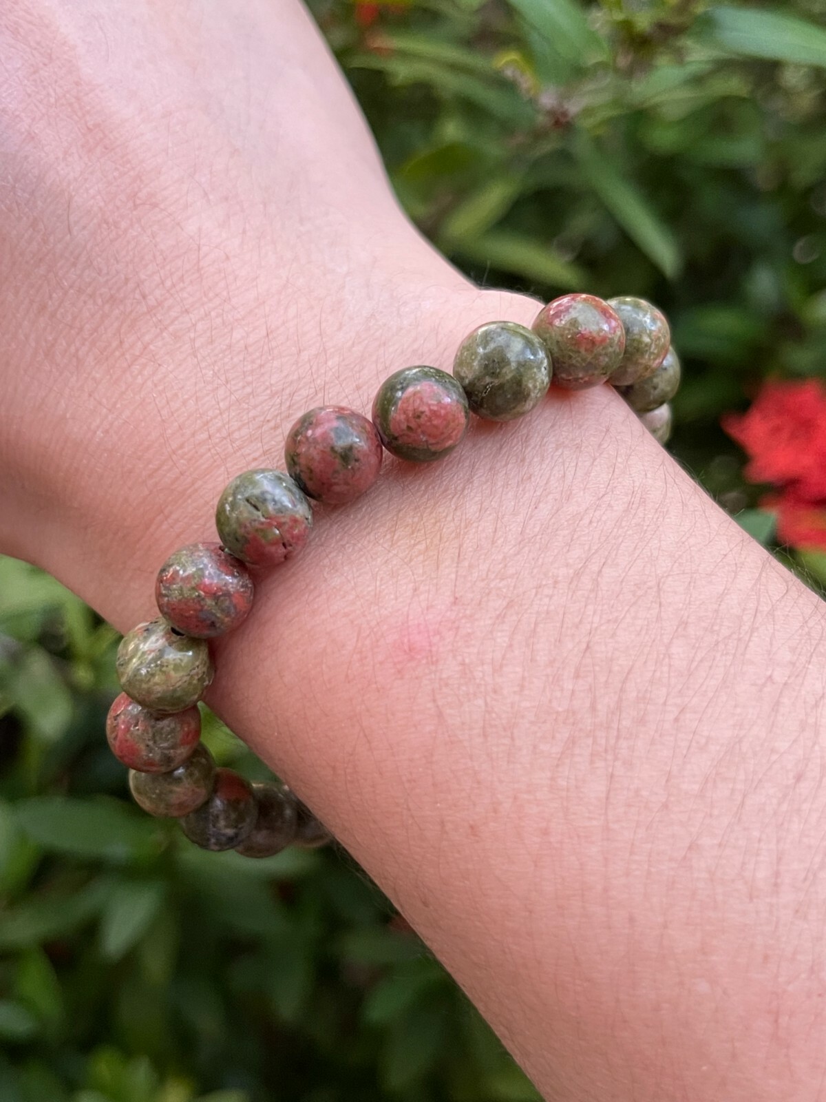 Grade A++ Unakite Bead Bracelet 8mm, Genuine Unakite Gemstone Bracelet, Bulk Lot