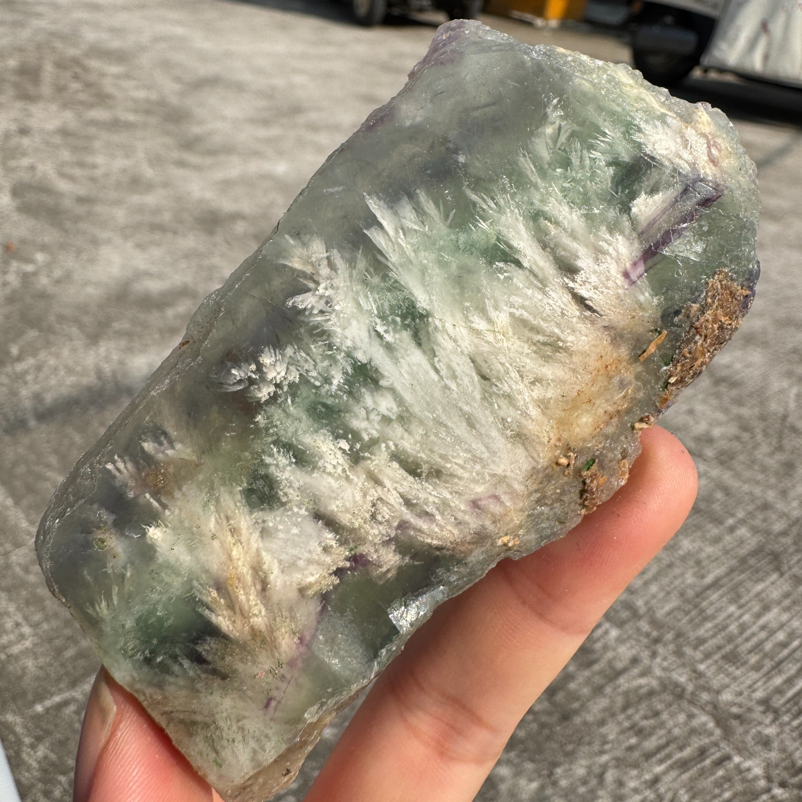 100G Natural feather fluorite crystal slice rough quartz crystal specimen healin
