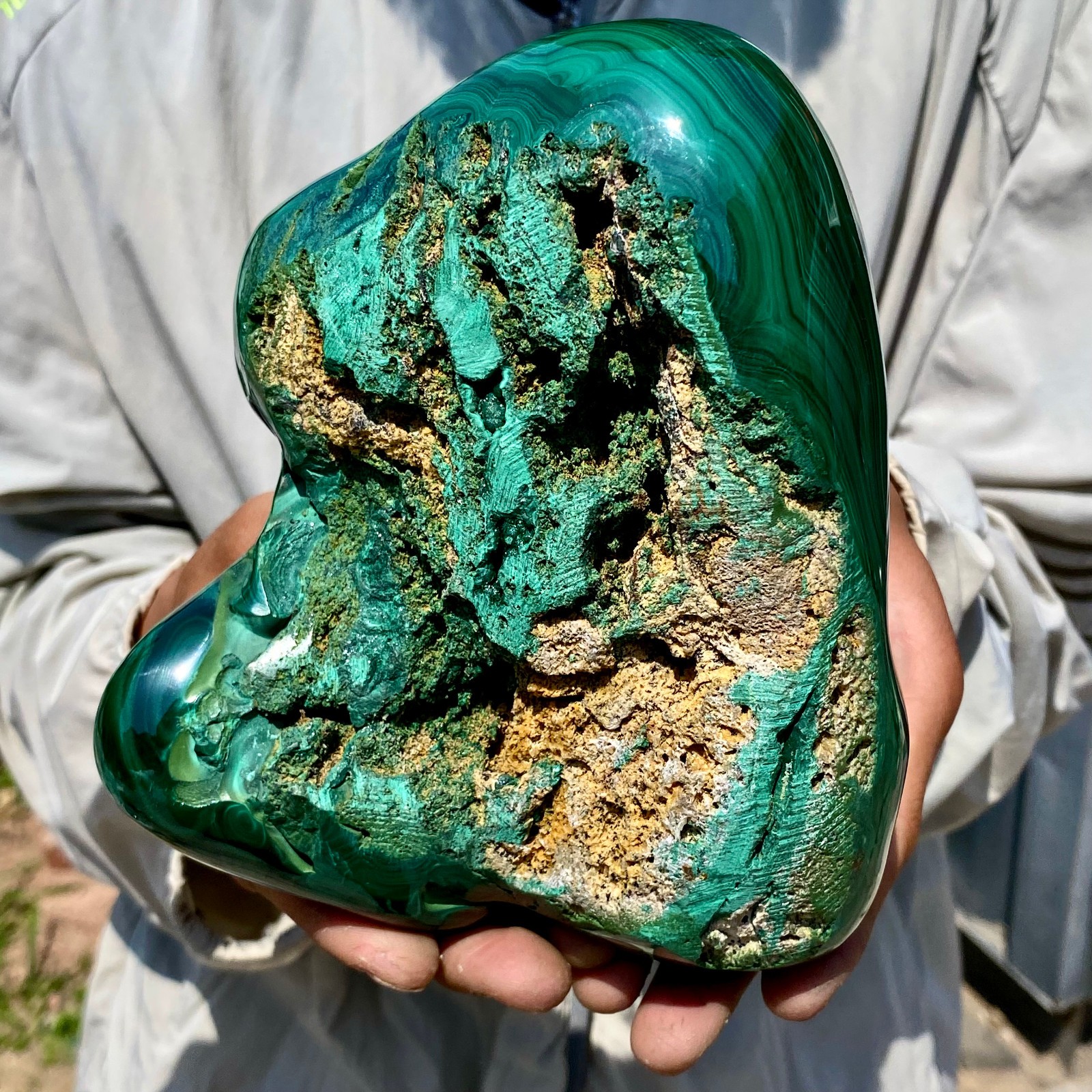 5.93LB Natural glossy Malachite transparent cluster rough mineral sample