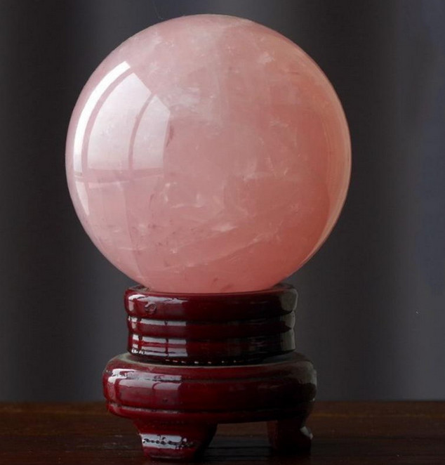 Natural pink Rose Quartz ball Crystal polished Sphere healing decor+stand 1PC