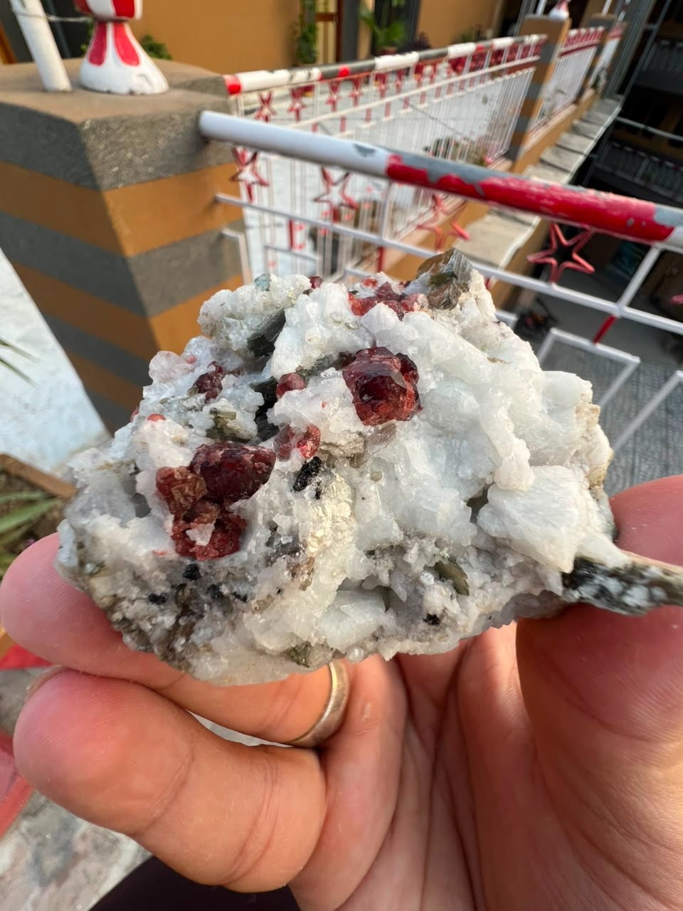Natural Red Garnet Crystal Cluster In Feldspar Mica Specimen | Skardu Pakistan.