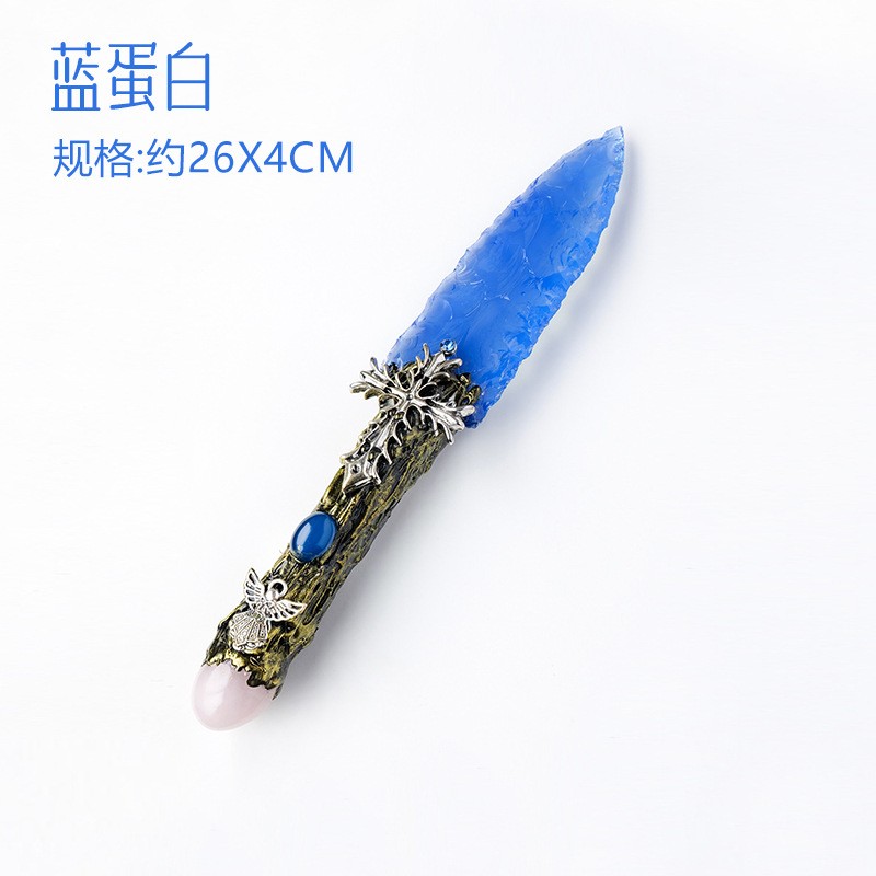 Natural obsidian rough stone knife, obsidian dagger, crystal ore handmade stone