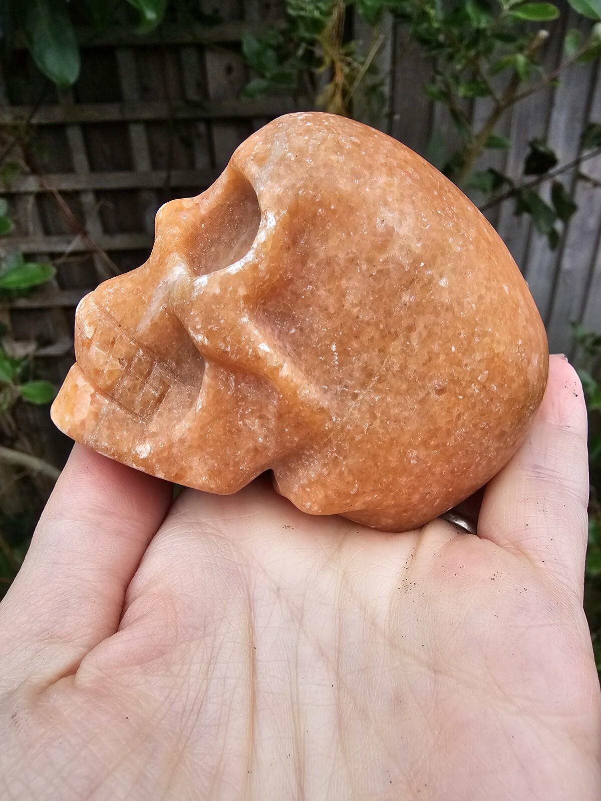 Sunstone crystal Skull Carving 379g 5.8x7x4.8cm Motivation Uplifting