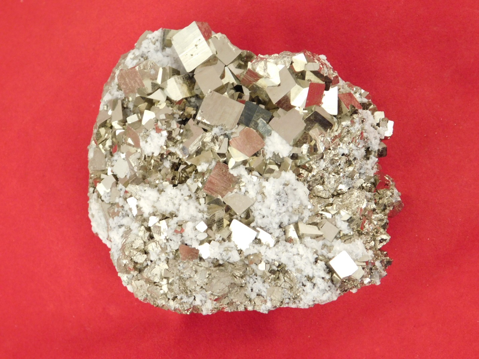 LARGER! 100% Natural PYRITE CUBE Cluster with Druzy Calcite Peru 490gr