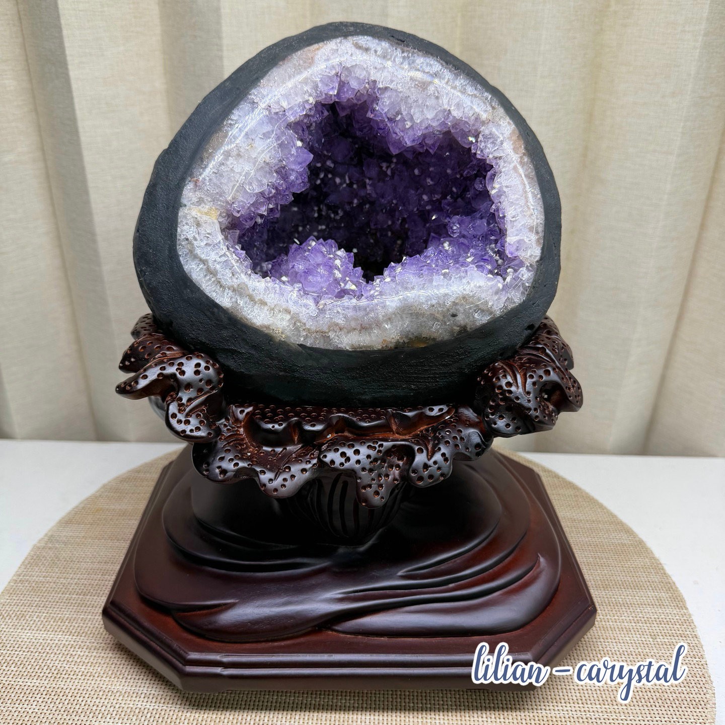 20.6LB Uruguay Natural Amethyst Money Bag Cave Decoration+Bracket