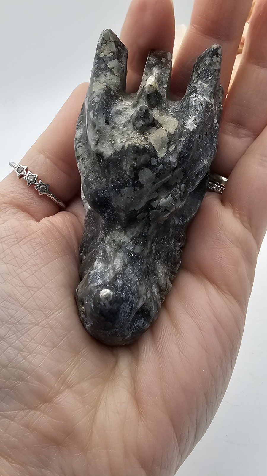 Pyrite crystal Dragon head Carving 6.9 X 4.3cm 145g Abundance Wealth