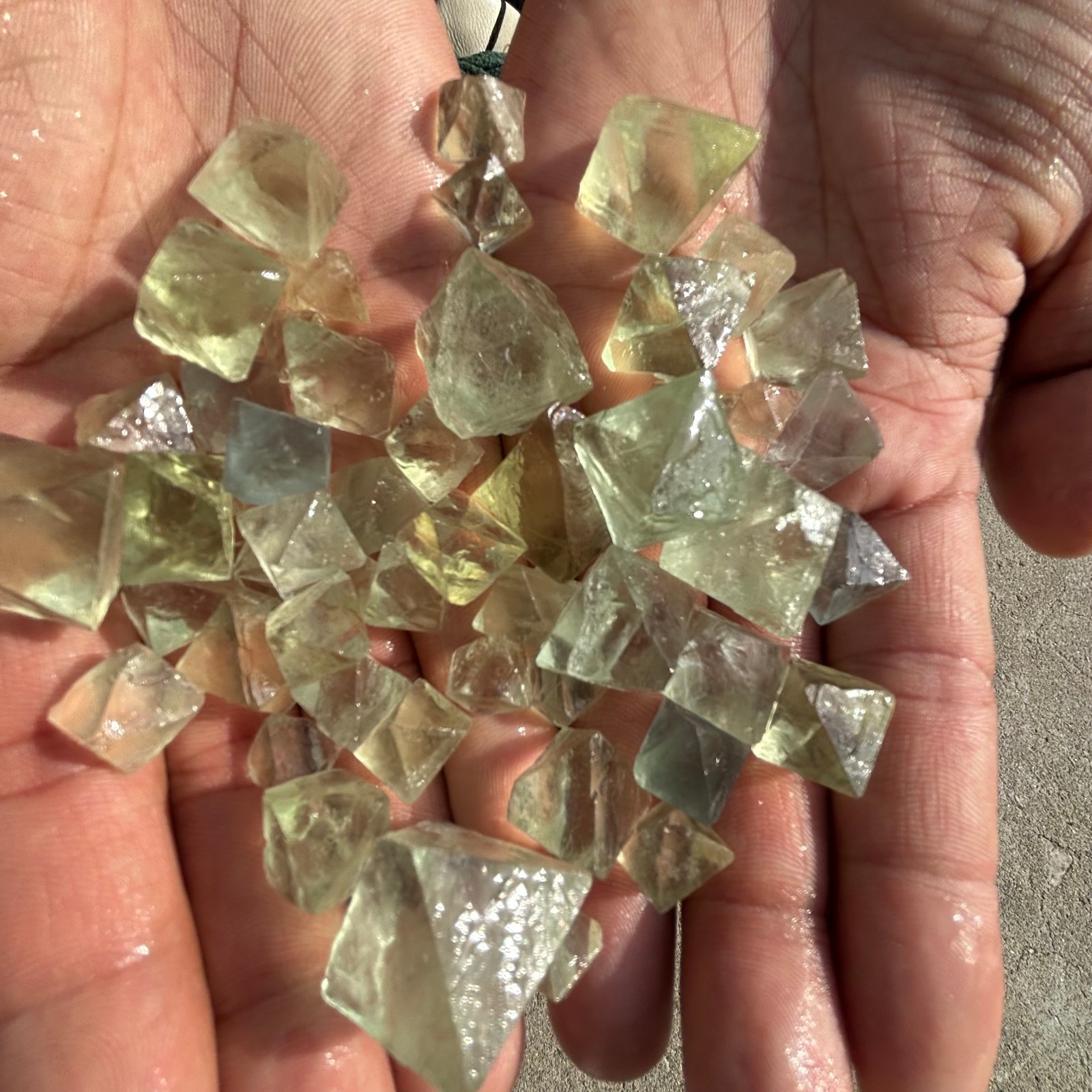 2.2 LB Natural Green Fluorite Octahedron Quartz Crystal Point Healing Gift