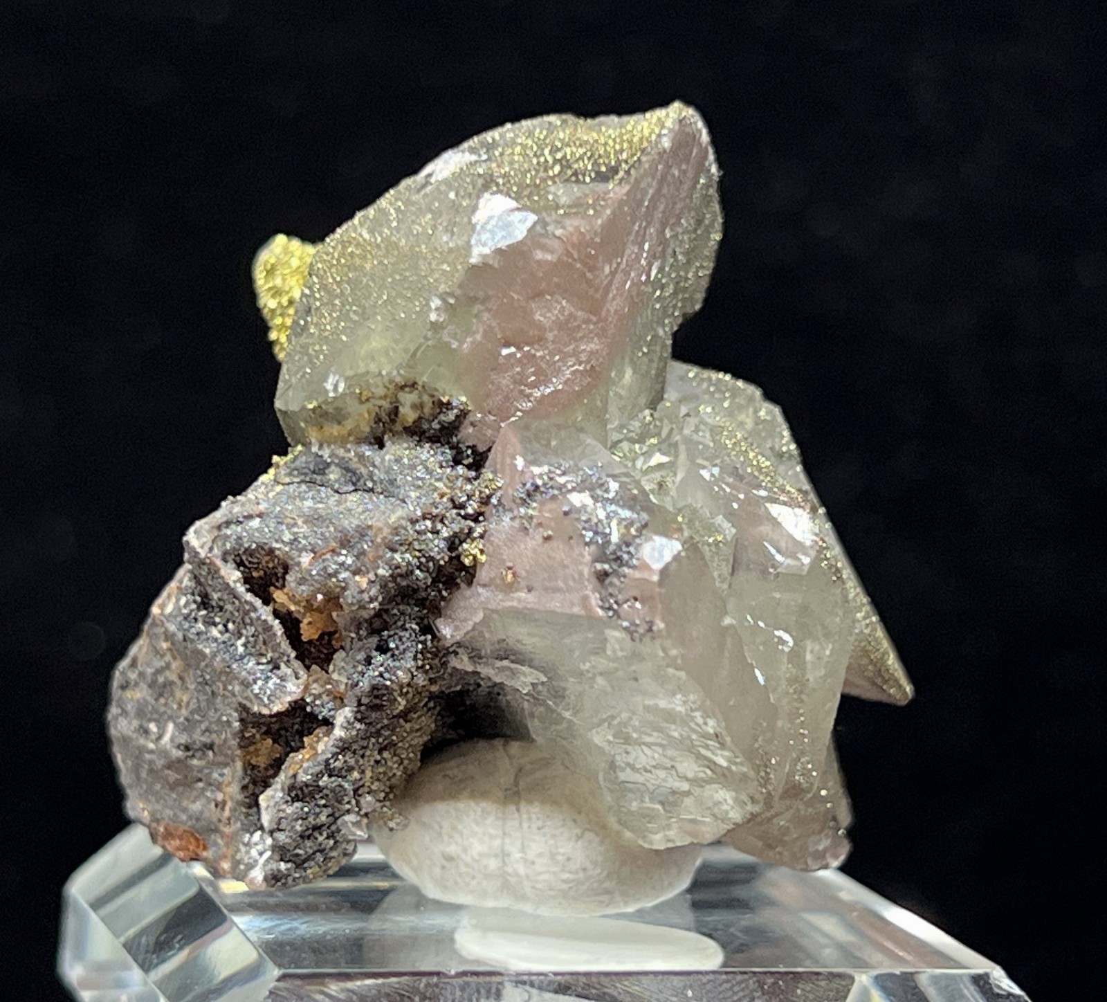 41mm 50g IRIDESCENT Chalcopyrite on Calcite, Natural Mineral Specimen
