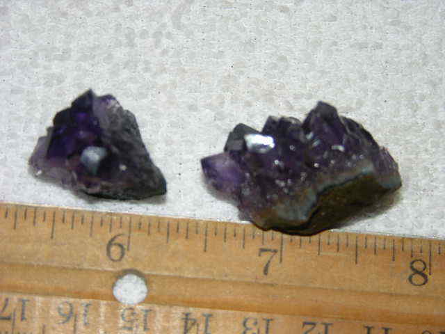 2 Amethyst crystal clusters grape jelly saturation smaller jewelry-sized 1″ J9