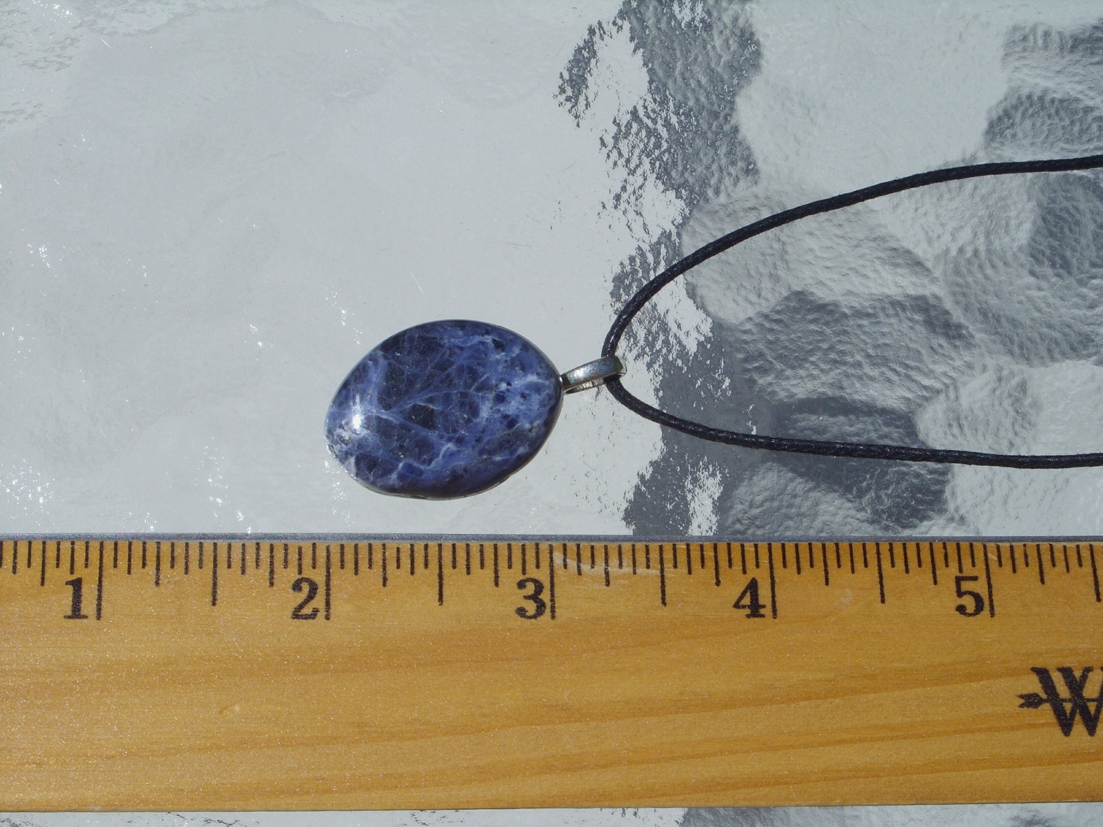 Sodalite Polished Stone Free Form Crystal Pendant Adjustable Cord Necklace