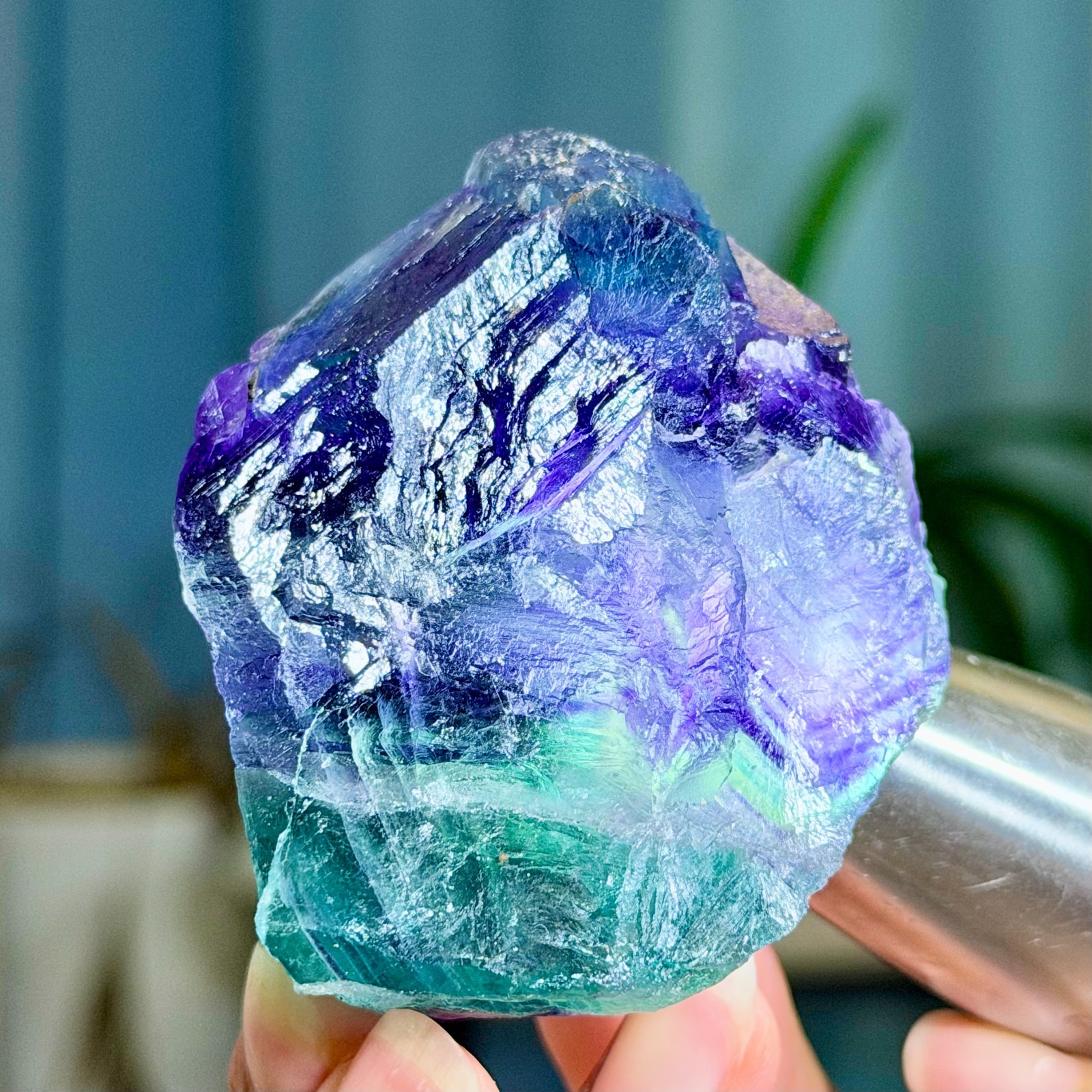 216G Rare transparent purple cubic fluorite mineral crystal sample/China