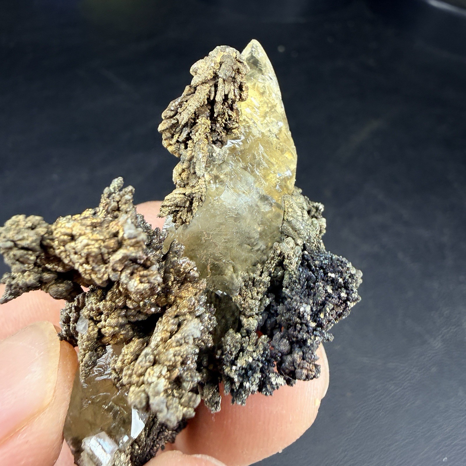 Golden Calcite Flower Chalcopyrite Crystal Combo / Sweetwater Mine *Video*