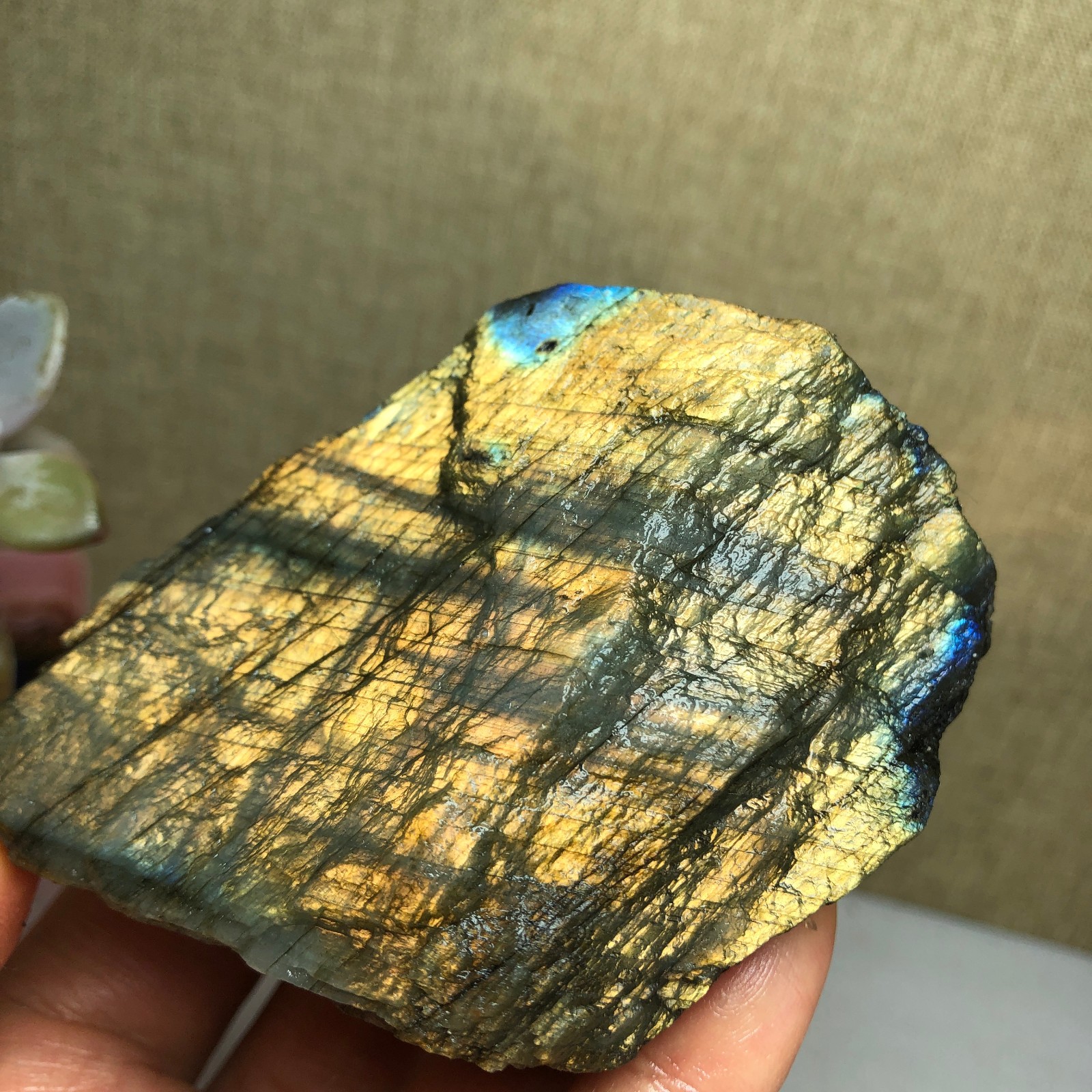 65mm Natural Labradorite Crystal gemstone rough original Specimen 205g A2631