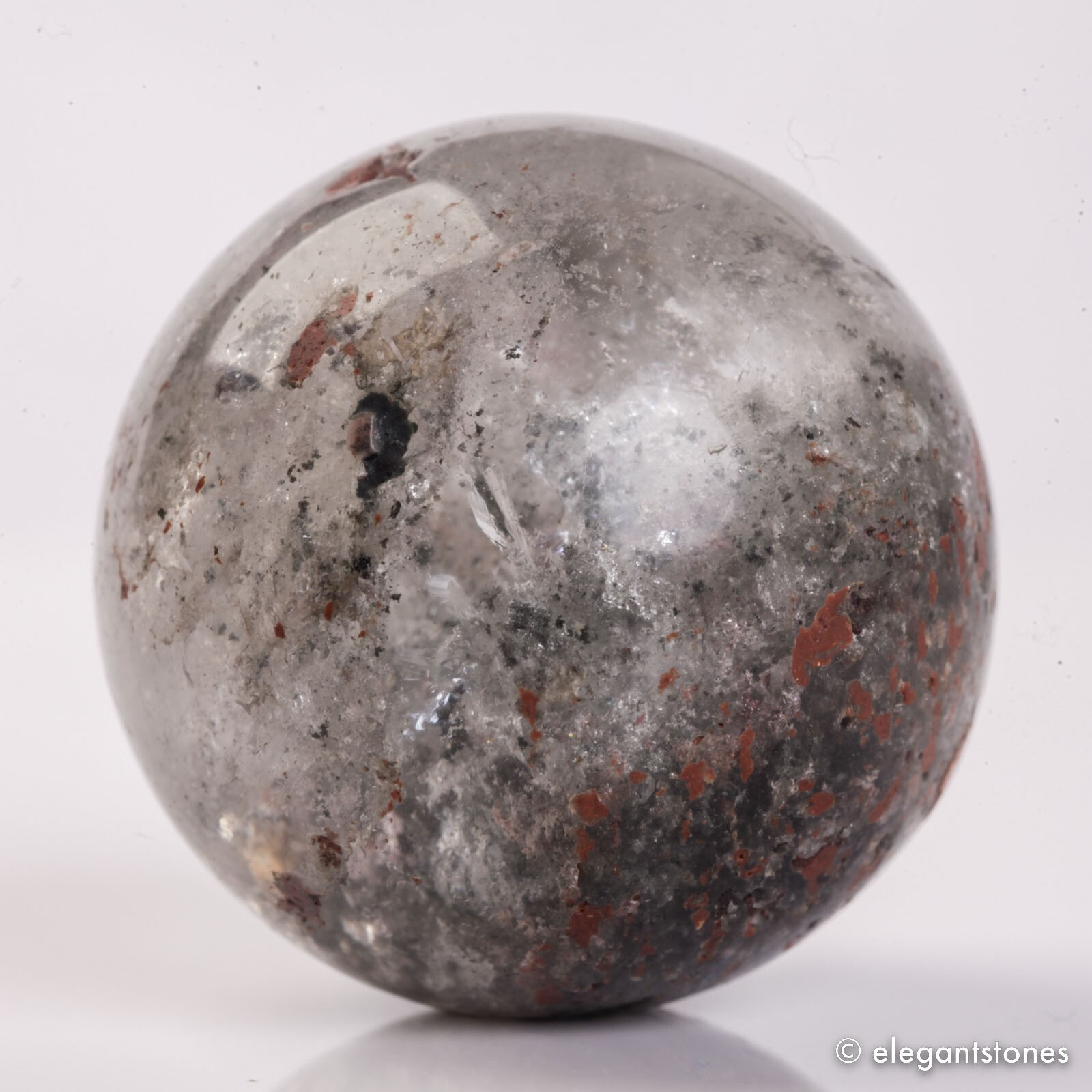 67g37mm Natural Garden/Phantom/Ghost/Lodolite Quartz Crystal Sphere Healing Ball