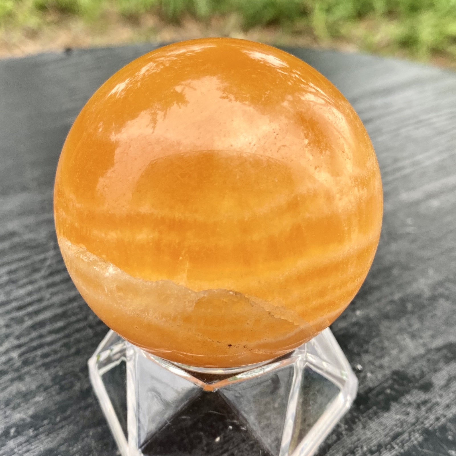 300G Natural zebra stone column /Yellow agate striped crystal ball Crystal decor