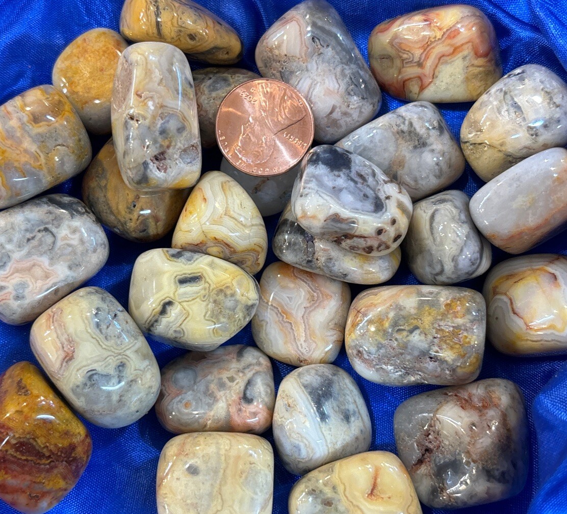 1 Kilogram Of Tumbled Crazy Lace Agate Average Size 14 Grams
