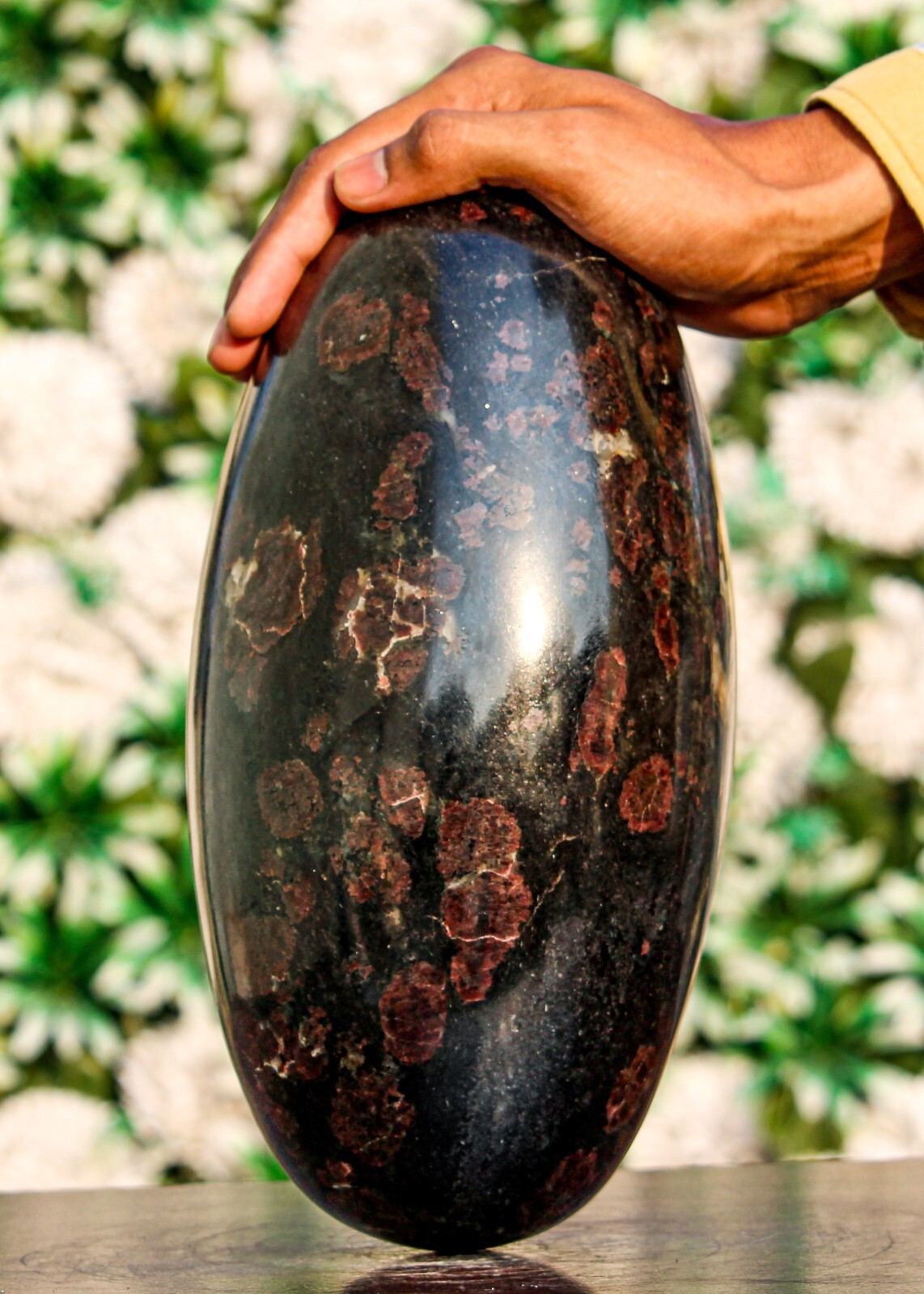 Energy Balance 270MM Garnet in Astrophyllite Stone Healing meditation Lingam