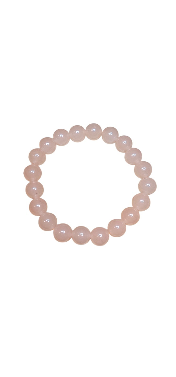 Peach Jade Bracelet Stretch Round Beads Unisex 10mm