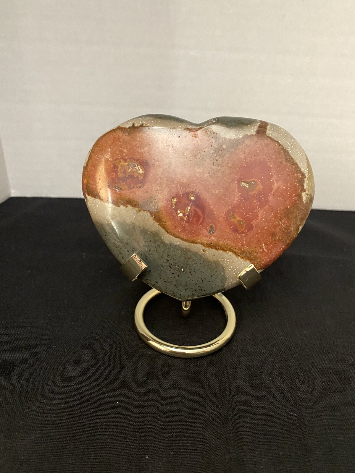 240g Polychrome Jasper Heart Chakra Crystal Healing Rock With Stand & Polished