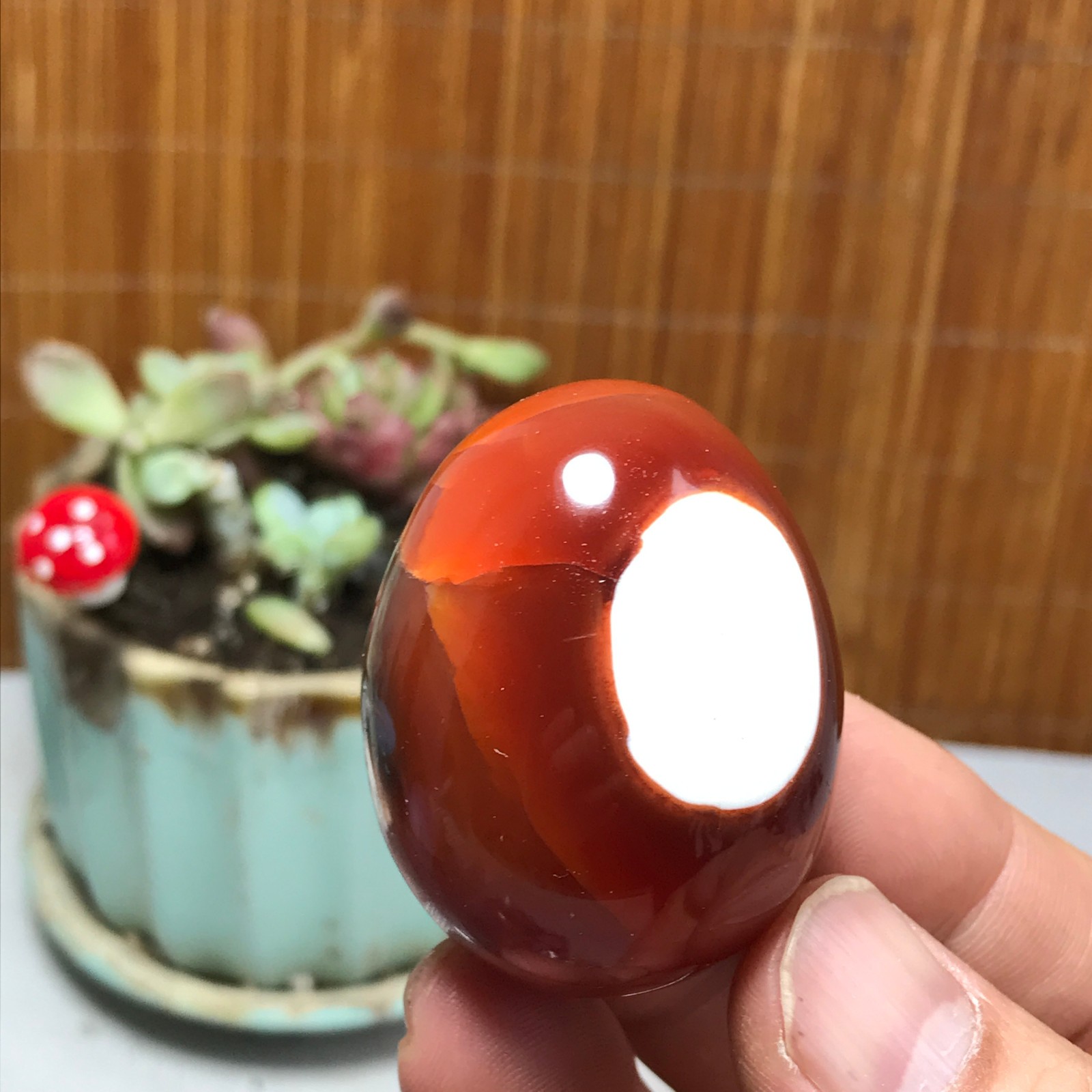 45-35-35mm Rare NATURAL red agate Hand polishing “egg” Crystal specimen A3929