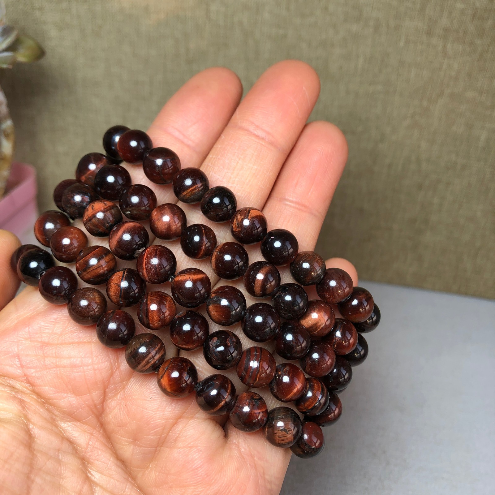 5pcs wholesale Natural tiger eye Crystal Quartz chain beads bracelet 8mm A2787