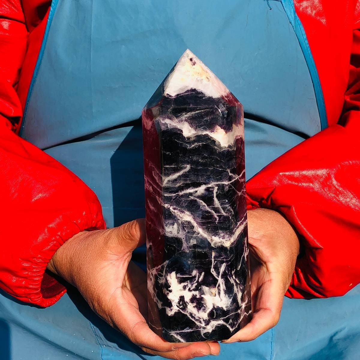4.15LB Natural Colourful Fluorite Obelisk Quartz Crystal Tower Healing