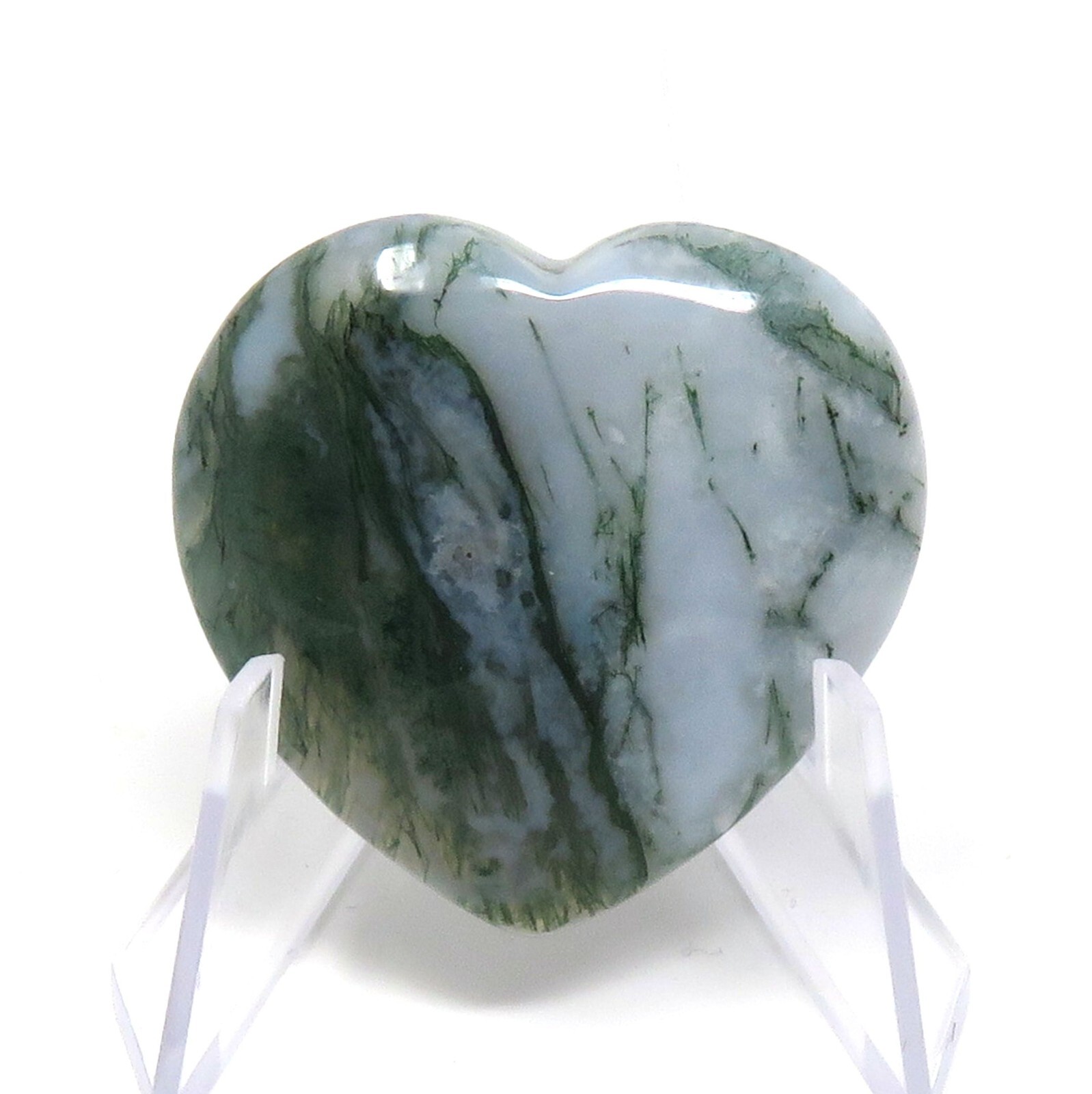 Moss Agate Stone Heart #870 -35mm or 1.37in Valentines Day Love Pocket Stone