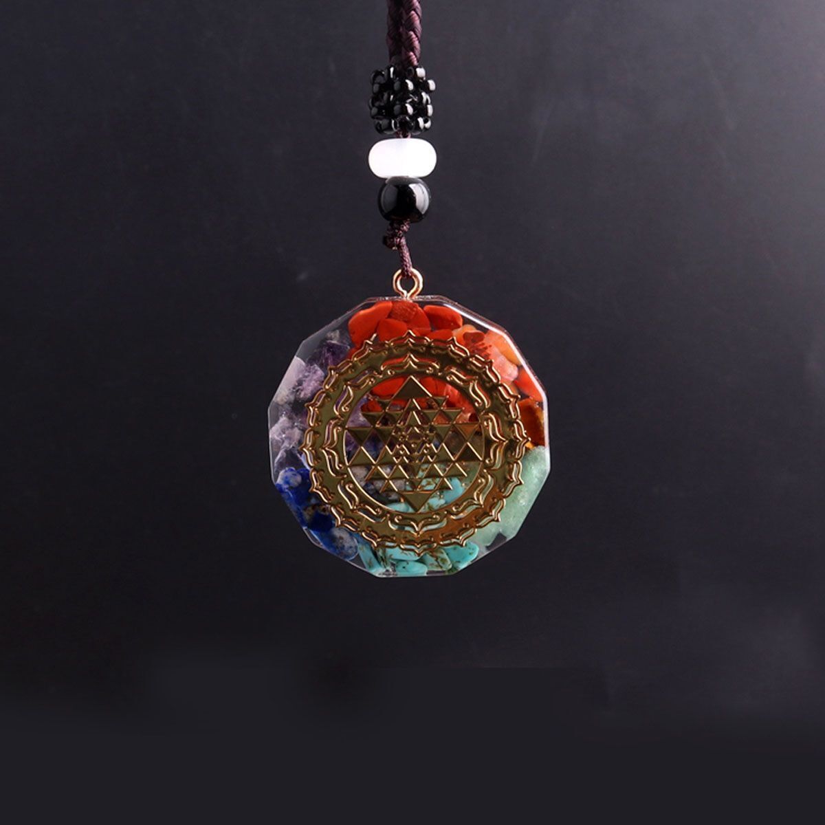 Amethyst Orgonite Pendant Natural Crystal Healing Chakra Energy Orgone Necklace
