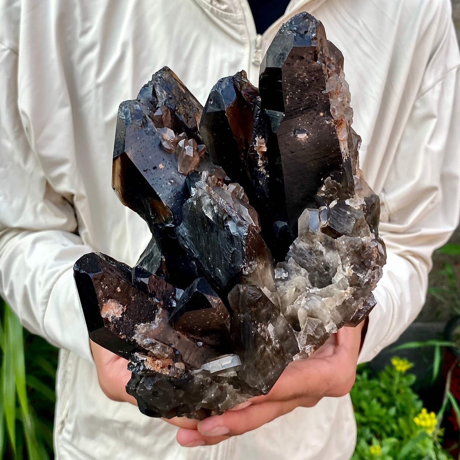 7.16LB Natural Black Smoky Quartz Crystal Cluster Raw Mineral Specimen